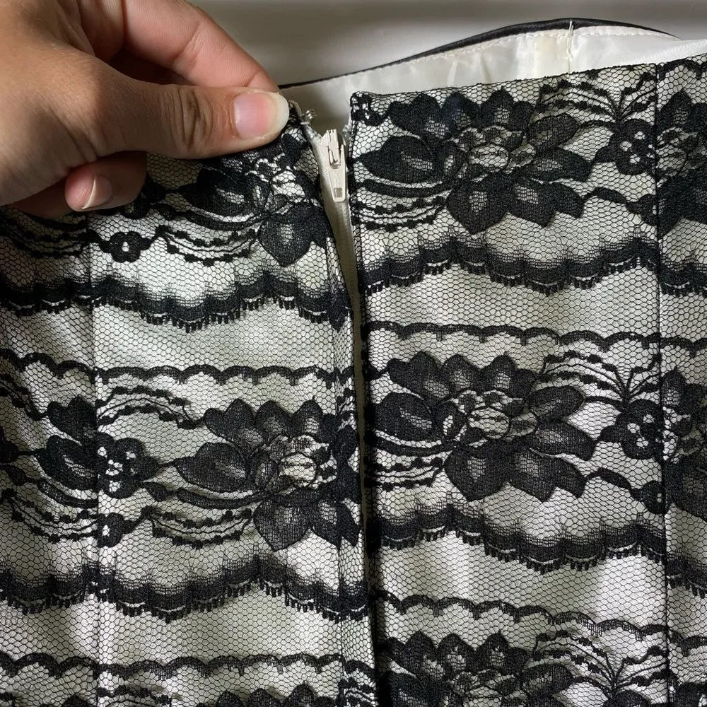 GUNNE SAX Jessica McClintock Strapless Floral Lace Overlay Prom Dress Sz 9 - Picture 8 of 13